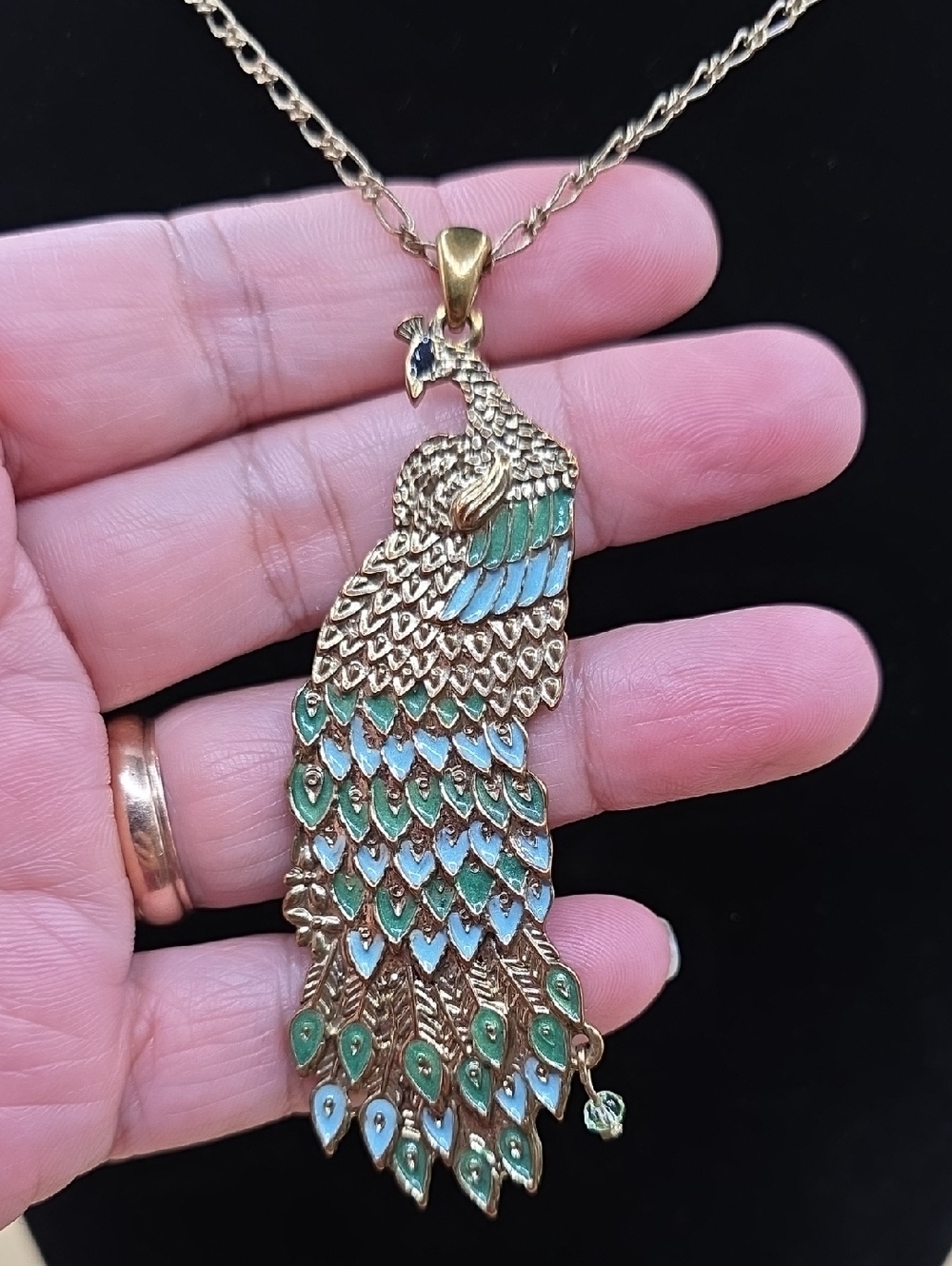 Peacock Pendant  Enamel Necklace